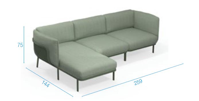 Emu divano cabla 3 posti con daybed - miniatura prodotto