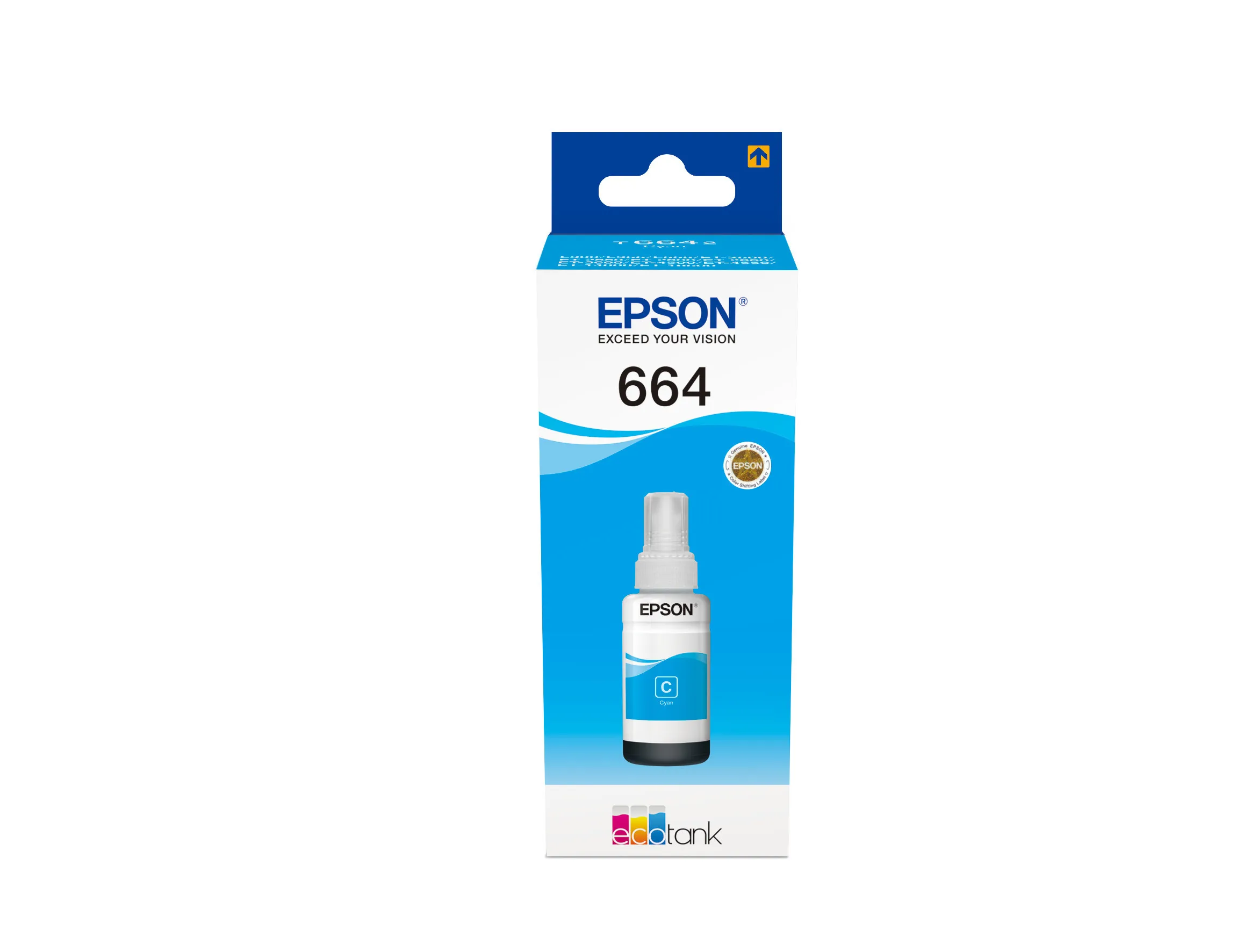Epson 664 C13T664240 EcoTank 70ml Cyan Ink Bottle 70 ml 7,500 Pages - immagine prodotto