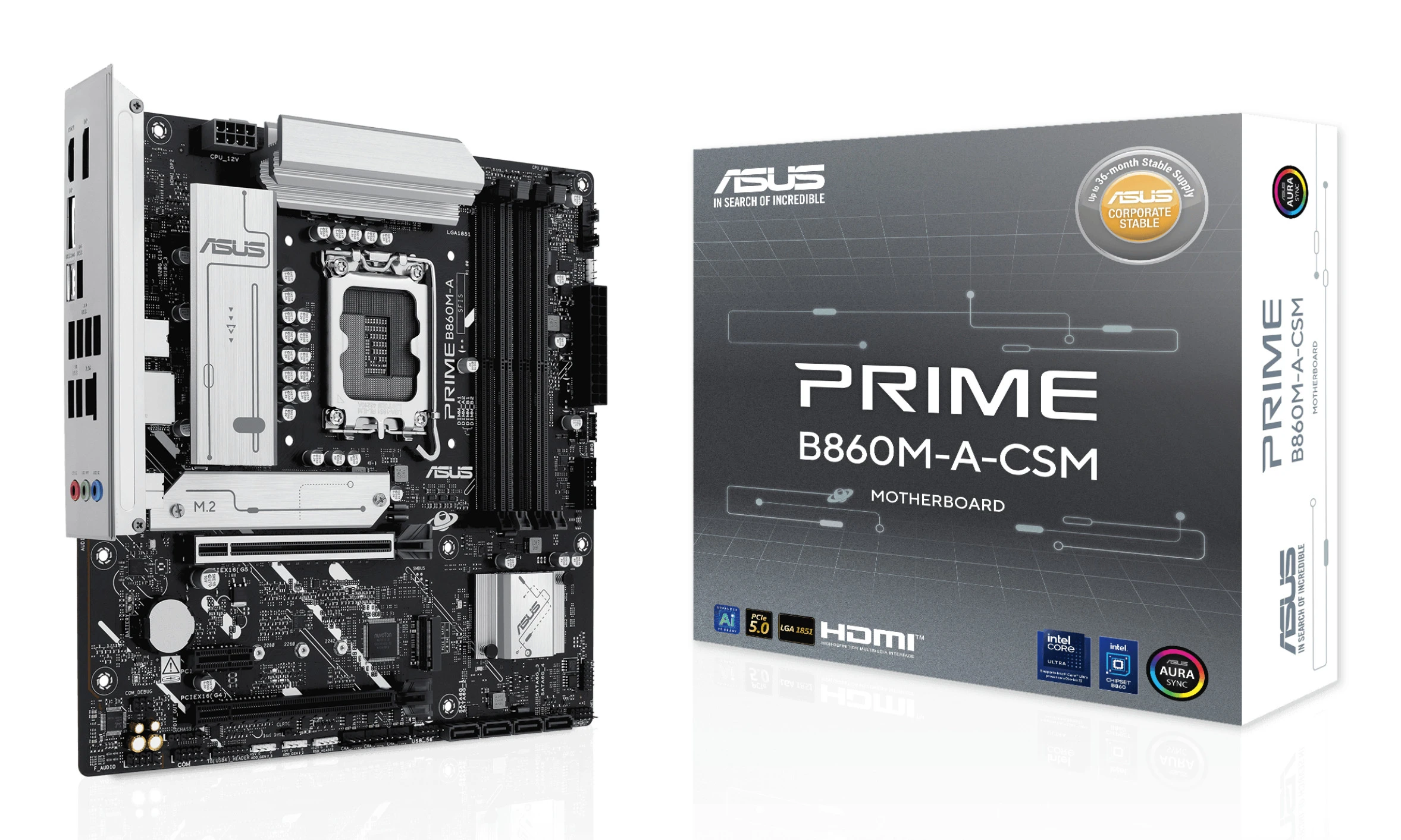 ASUS PRIME B860M-A-CSM Motherboard Intel B860 LGA 1851 Micro ATX DDR5 - immagine prodotto