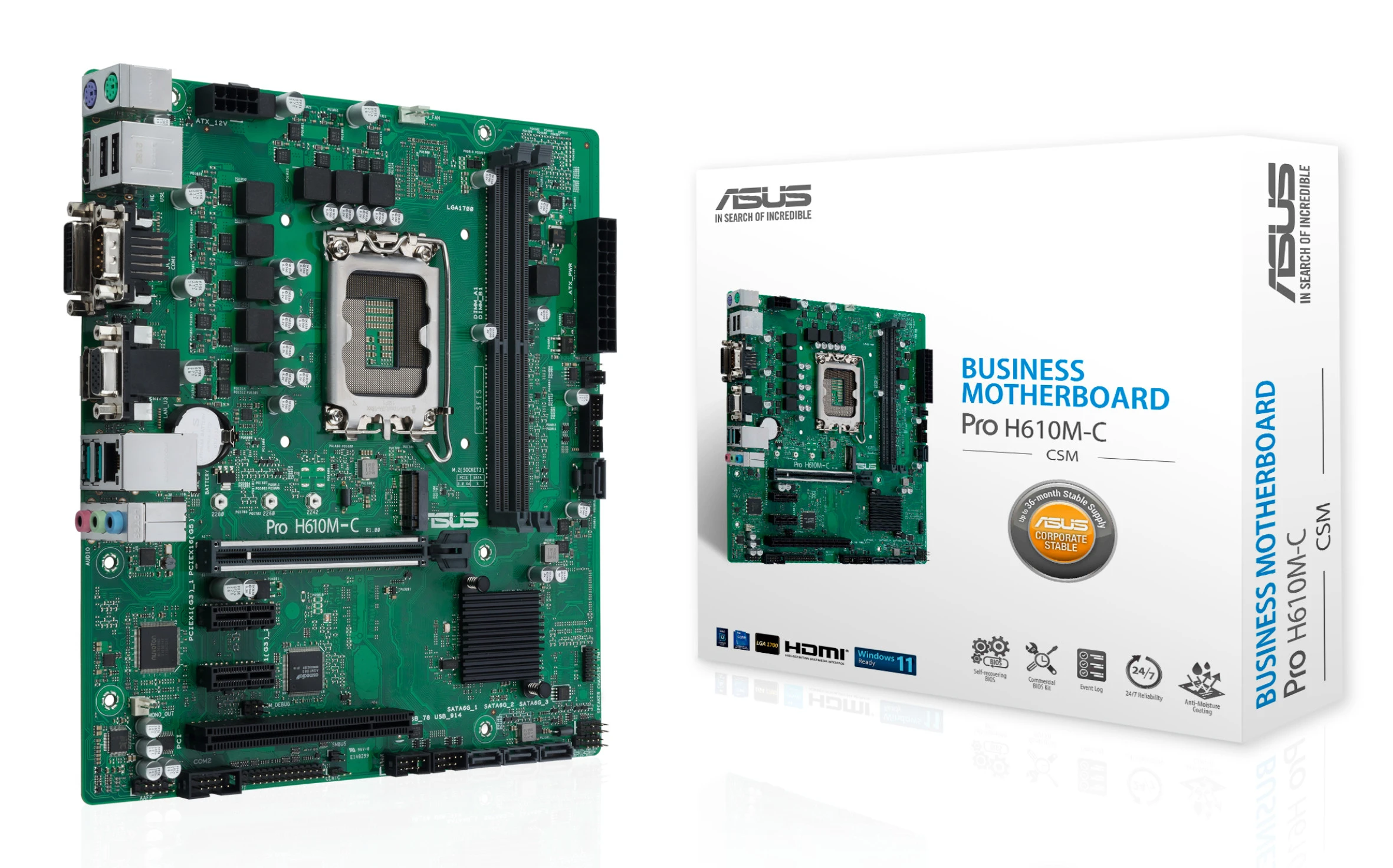 ASUS PRO H610M-C/CSM Motherboard Intel H610 LGA 1700 Micro ATX DDR5 - immagine prodotto