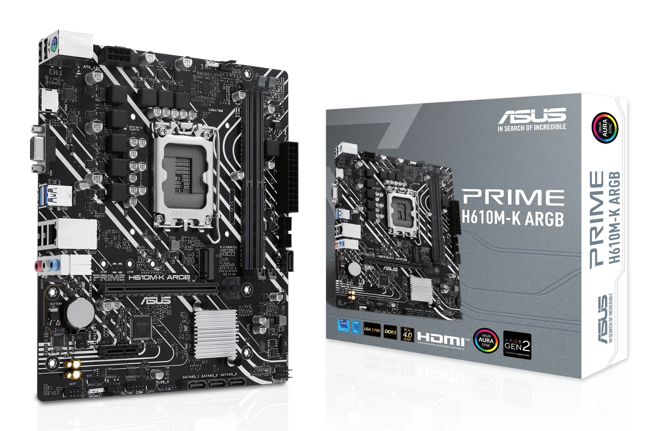ASUS PRIME H610M-K ARGB Motherboard Intel H610 LGA 1700 Micro ATX DDR5 - immagine prodotto